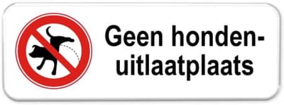 Bord Geen hondenuitlaatplaats - Weerbestendig Aluminium - 40x15 cm - Bevestiging: Zonder bevestiging (alleen het bord)