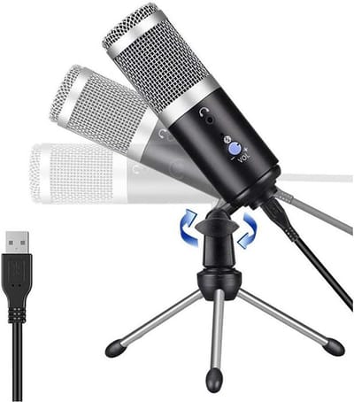 Podcast Microfoon - Condensor Microfoon - Studio Opnames - Professionele Geluidskwaliteit - USB Aansluiting - Wit