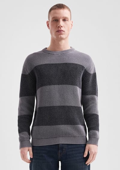 Q/S designed by - Heren pull - Maat L - Mannen - GRIJS - katoen