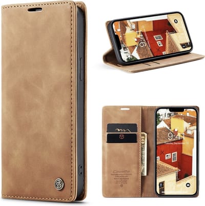 CaseMe Hoesje - Geschikt voor iPhone 15 Hoesje - CaseMe 013 Book Case - Bruin