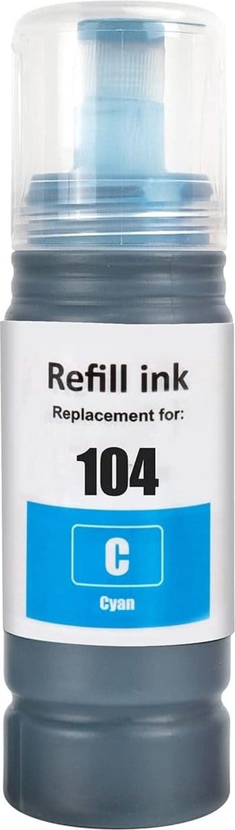 Huismerk geschikt voor Epson 104 Cyaan Inkt - Geschikt voor EcoTank ET-1810 - ET-2721 - ET-2814 - ET-2820 - ET-2825