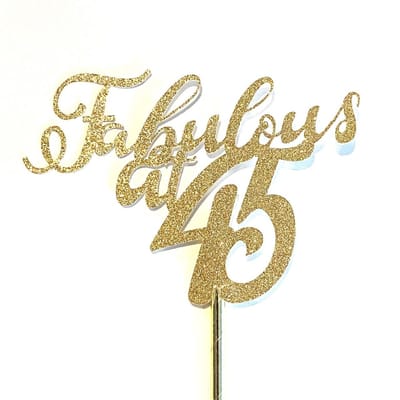 Taartdecoratie versiering| Taarttopper | Cake topper | Verjaardag | Fabulous 45|14 cm | Goud glitter | karton papier