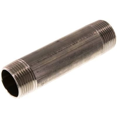 R 1'' RVS Dubbele Pijpnippel 20 Bar DIN 2982 - 120mm - FL2S-M-ST-100R-120L