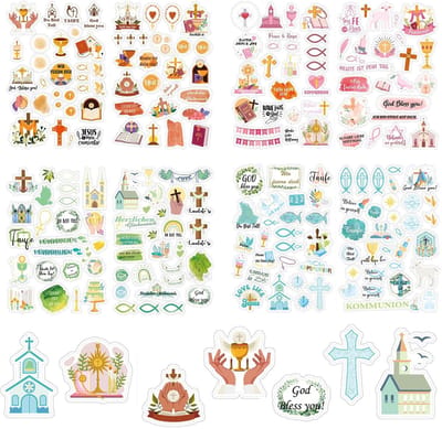 Allecto - Christelijke Stickers - Inspirerende Decoratie - 205 Stuks - Kerst en Pasen - Stickers voor Doop - Creatieve Versiering - Geschikt voor f...