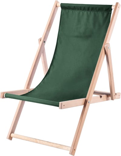 KADAX Ligstoel, strandstoel van hout, zonnebed tot 120 kg, ligstoel van beukenhout, houten klapstoelen, strandstoel, klapstoel voor strand, houten ligstoel (donkergroen)
