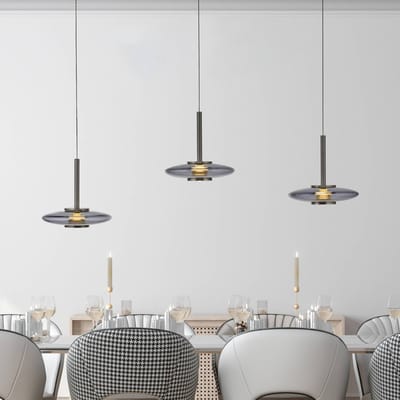 LED hanglamp PURE Vitrum, grijs, glas/aluminium, 3-lamps