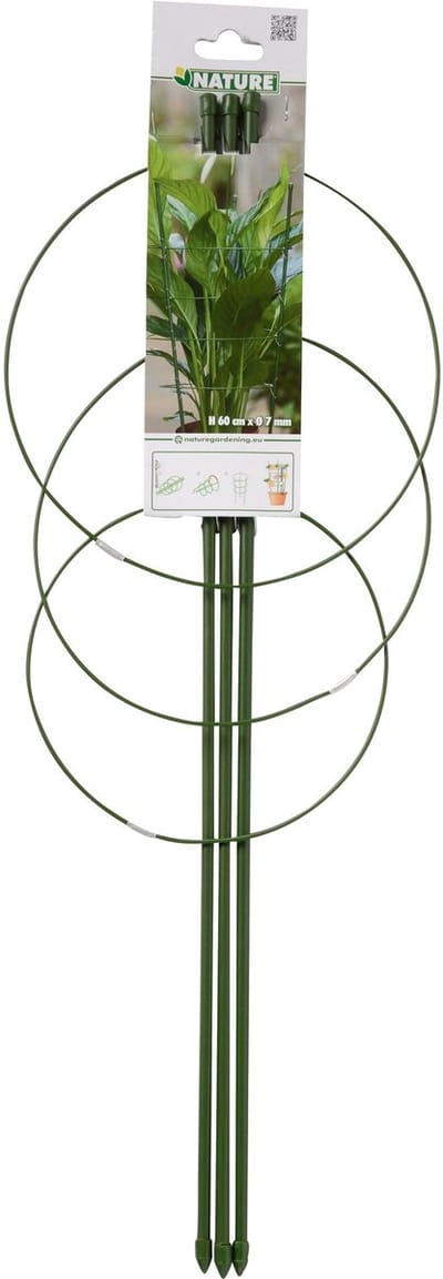 Plantensteun 3 ring 18-22cm H60x7mm groen geplast.