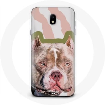 Coque - Samsung - Galaxy J3 2017 - Souple - Chien de Pitbull - Marron marron