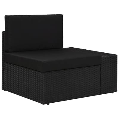 vidaXL - 9-delige - Loungeset - met - kussens - poly - rattan - zwart