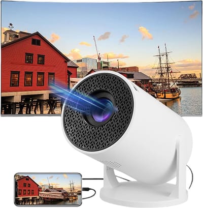 Draagbare 1080P Full HD Mini Projector met Wi-Fi en Bluetooth voor Buiten- en Thuisbioscoop, 180-inch Beeldscherm en Android 12.0 Besturingssysteem