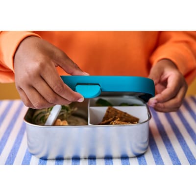 Mepal RVS bento lunchbox Campus - 750 ml - Broodtrommel met vakjes voor kinderen - Geschikt voor 4 boterhammen - Lunchbox RVS - Dino