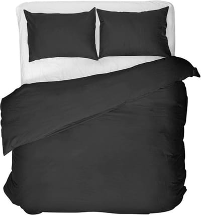 Luxe Egyptische Katoenen Dekbedovertrek Zwart Eenpersoons 140x200/220 cm - Zeer Hoogwaardige Kwaliteit - Super Zacht