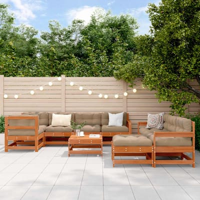 vidaXL - Tuin - loungeset - 10 - st - Wax - Bruin - Dennen - Massief - grenenhout