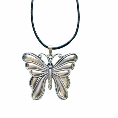 Vlinder -ketting- zwart -koord - Charme Bijoux