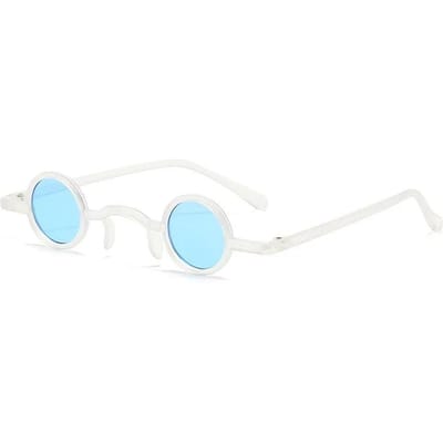 Rock Punk Man Bril Tijdloos Vintage Kleine Ronde Zonnebril Dames Brede Brug Metalen Frame Zwarte Lens Bril Rijbril white