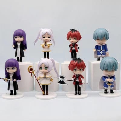 10CM 8 Pièces/1 Ensemble Sousou no Frieren Figurine Frieren Modèle Jouet Stark Figurine d'Action Fern Himmel Ensemble Poupée PVC Ornements de Bureau