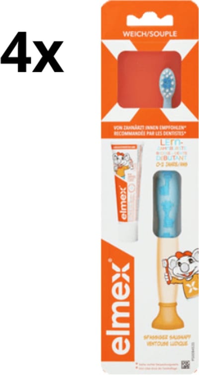 Elmex Leertandenborstel 0-2 Jaar + 12 ml Tandpasta - 4 stuks