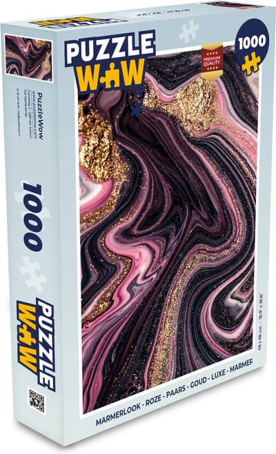 Puzzel Marmerlook - Roze - Paars - Goud - Luxe - Marmer print - Legpuzzel - Puzzel 1000 stukjes volwassenen