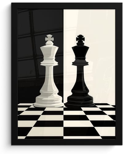 Poster in lijst - Fotolijst 30x40 cm - Posters - Schaakstukken - Koning - Geblokt - Zwart - Posterlijst zwart - Decoratie - Wanddecoratie woonkamer - Muurdecoratie slaapkamer - Kerstversiering - Kerstdecoratie voor binnen - Kerstmis