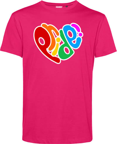 T-shirt Pride Hart | Gay pride shirt kleding | Regenboog kleuren | LGBTQ | Roze | maat XS