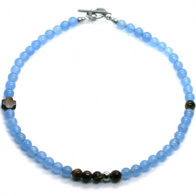 IbizaMen KIDS - Jongens - ketting - edelsteen - aquamarijn - 36cm