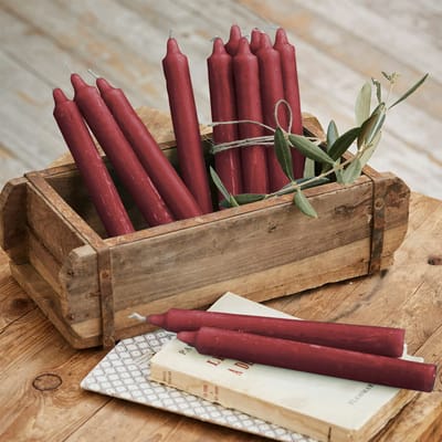LOBERON Kaars set van 12 Bauceau rood