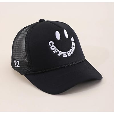 Letter Borduur Baseball Petten Nieuw Unisex Hip Hop Ademend Persoonlijk Zonnescherm Gaas Veelzijdig Straat Mode Trucker Petten 55-60cm black