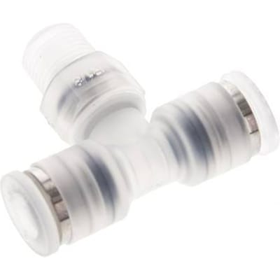 6mm x R1/8'' inline T-stuk PA Insteekfitting Buitendraad FDA Draaibaar EPDM
