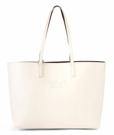 REPLAY Shopper Schoudertas Shoulder Bag Dirty White + Java Crème