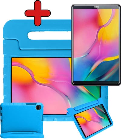 Hoesje - Geschikt voor Samsung Galaxy Tab A 10.1 (2019) - Met Screenprotector - Kinderhoes - Shockproof Bumper - Kidsproof Case - Tablethoes - Kinder Hoes Cover - Blauw