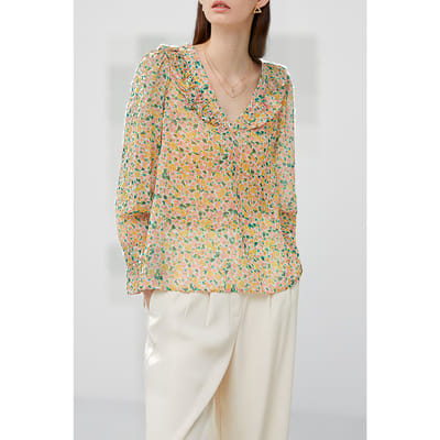 French Connection Aleezia Hallie Crinkle Shirt Green Maat: XS | Blouses Outlet | Dames | Beige