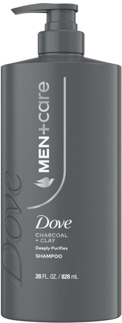 Dove Men+Care Charcoal + Clay Shampoo voor Mannen 828ml – Diep Reinigende Shampoo met Houtskool & Klei – Versterkt Haar & Verwijdert Opbouw
