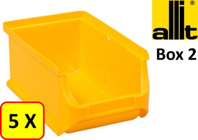 5 x Magazijnbak - grijpbak - stapelbak Allit - ProfiPlus Box 2 - 0,6 L - PP - geel