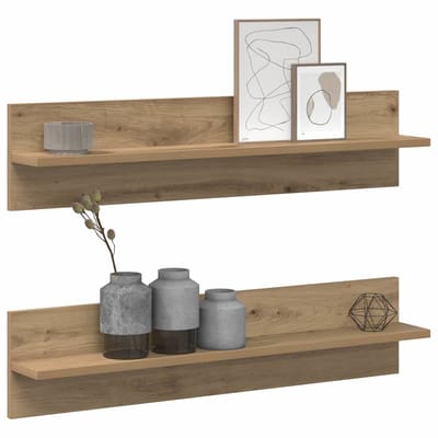 vidaXL - Wandplank - 2 - st - Artisan - Eiken - 80 - x - 11,5 - x - 18 - cm - Bewerkt - hout