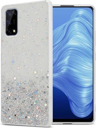 Cadorabo Hoesje geschikt voor Realme 7 4G in Transparant met Glitter - Beschermhoes van flexibel TPU silicone met fonkelende glitters Case Cover Etui