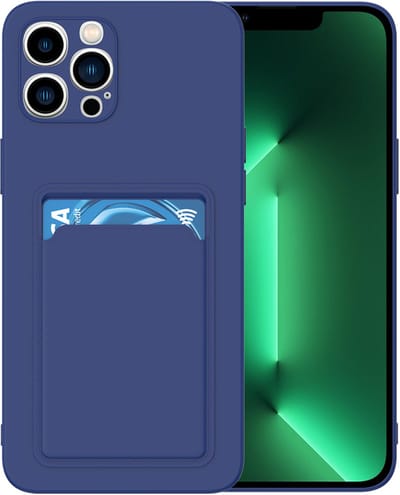 Silicone hoesje met pasjeshouder Geschikt voor iPhone 12 Pro Max - Telefoonhoesje - TPU - Donkerblauw