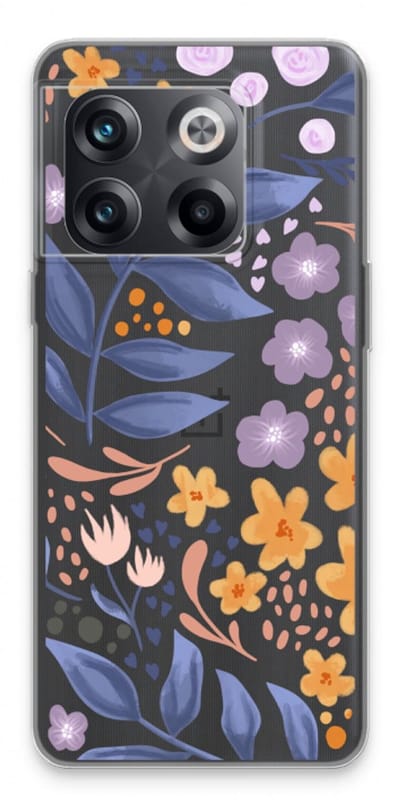 Case Company® - Hoesje geschikt voor OnePlus 10T hoesje - Flowers with blue leaves - Soft Cover Telefoonhoesje - Bescherming aan alle Kanten en Schermrand
