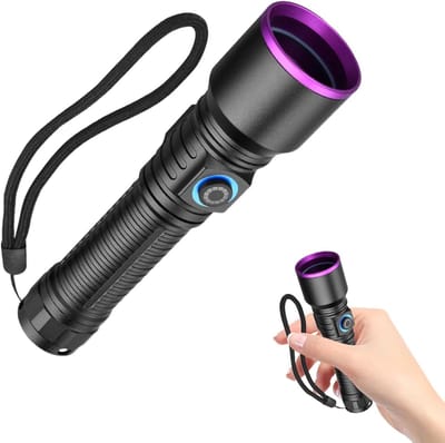UV Zaklamp - Detector Torch - Vlekken Controleren - Oplaadbare Batterij - 13 8cm Lengte - Aluminium Kleur