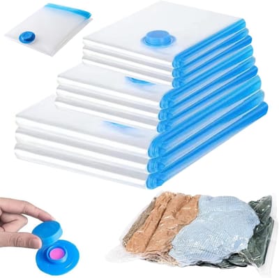 Set van 9 stuks - Reistassen - Vacuümzakken voor kleding - Compressiezakken voor kleding - met USB-elektrische pomp - Compressiezakken (elektrische pomp en 3 x M+L+XL) - Transparant