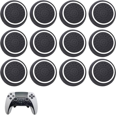 12 Stuks Silicone Thumb Grip Caps voor Joysticks, Antislip, Anti-Vingerafdruk en Krasbestendig, Geschikt voor PS3, PS4, PS5 en Xbox One Controllers