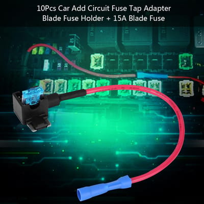 10 stuks Auto Auto Add Circuit Zekering Tap Adapter 15A Micro Mini Steekzekeringhouder blue