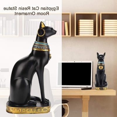 Zwarte Kat Beeldje, Collectible Sculptuur voor Thuis, Kantoor en Bar Decoratie - Uniek en Stijlvol Design