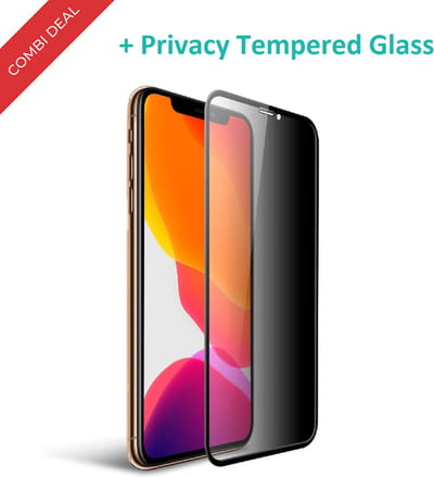 ShieldCase Heart Eyes hoesje geschikt voor Apple iPhone 11 - Hoesje met Zwart hartje - Hartjespatroon telefoonhoesje - Rood met Privacy Glas Screenprotector