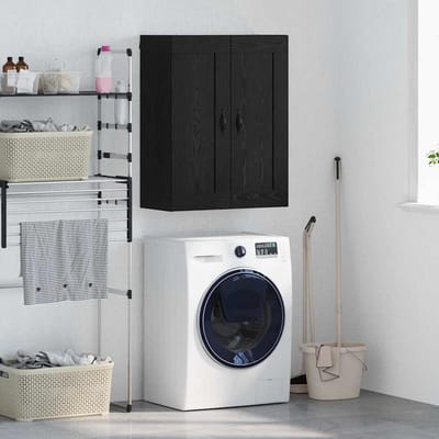 vidaXL - Wandkast - Zwart - Eiken - 69,5 - x - 34 - x - 90 - cm - Bewerkt - hout
