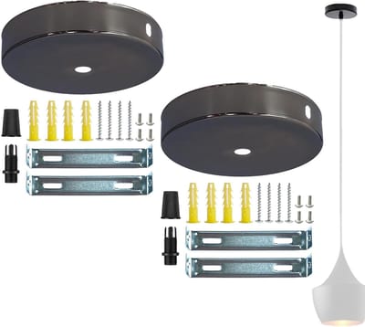 Cover voor plafondlampen - set van 2 - zwart - 80 x 25 mm - verdeler - opbouwdoos - geschikt voor lampen