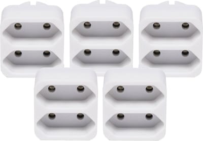 Benson Stopcontact splitter - 5x stuks - wit - duo - platte stekkers - 1155 Watt
