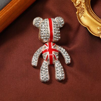 Prachtige Dames Heren Volledig Kristal Schattige Beer Broches Gespen Vintage Unisex Mode Glanzende Boetiek Dierlijke Spelden Badges Corsages brown