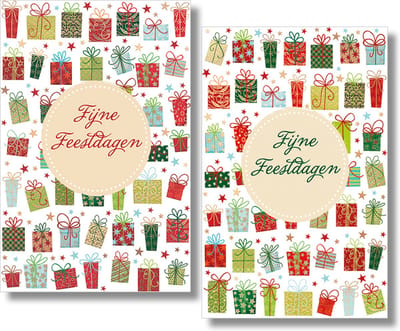 MGPcards - 2 doosjes à 10 Luxe dubbele wenskaarten - Kerst/Nieuwjaar - Foliebewerking - Witte envelop - 10.5 x 16 cm - 2 Motieven per doosje