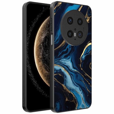 Geschikt voor Huawei Mate 70 Telefoonhoesje met marmer opdruk - TPU backcover case gold blue marble design - Goud Blauw - Smartphonica geschikt voor Huawei Mate 70