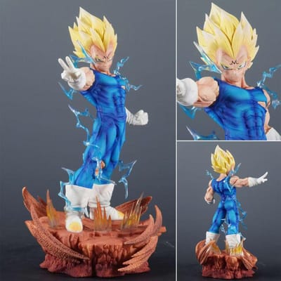 Figurine Parfaite Dragon Ball Version JK Démon Infini Vegeta Statue Super Saiyan GK Ornement Modèle Lumineux Anime blue